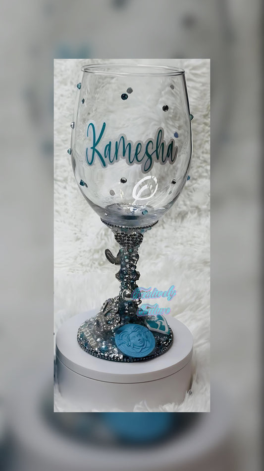 Custom Blinged Wine Glass